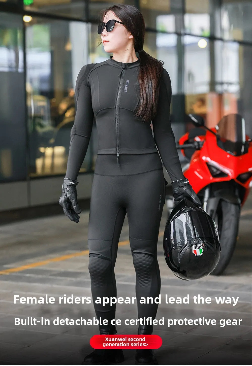 WOSAWE Women Motorcycle Jacket CE Approved Motorcycle Body Armor Summer Downhill Motorbike Protection Moto Racing Clothing