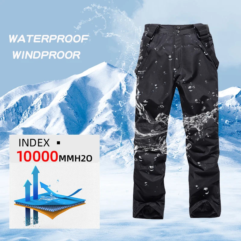 New Thermal Winter Skiing Down Jacket Ski Suit Men Snowboard Bibs Pants Warm Set Male Snowmobile Clothing For Wear Overalls