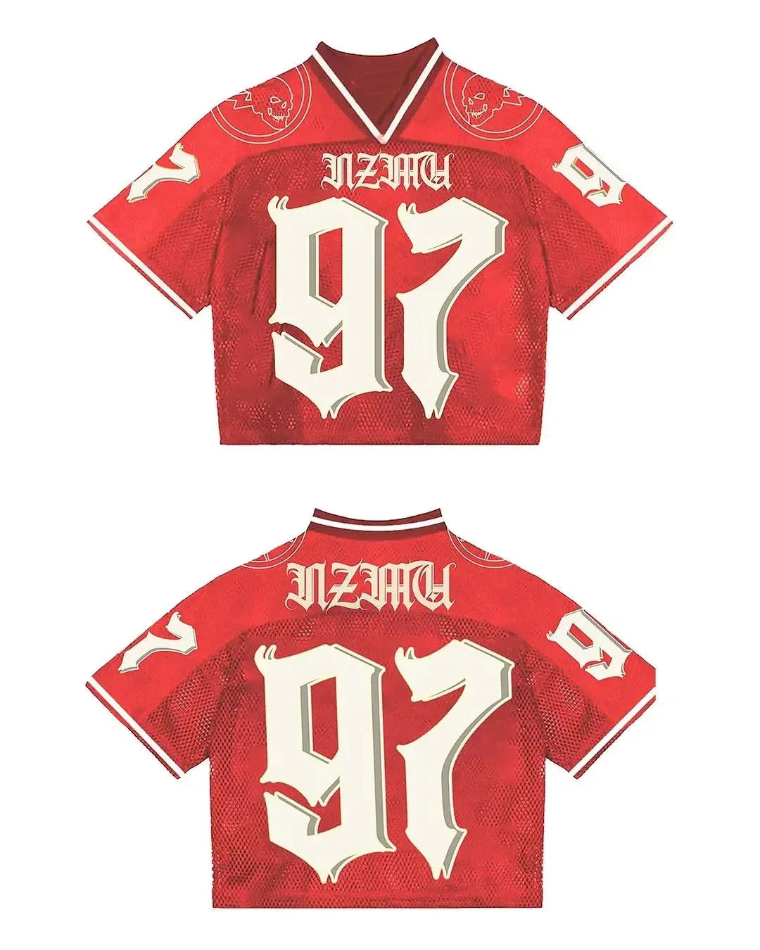 Harajuku Style American Y2K English Printed Baseball Sports Short-sleeved Men's Loose Casual Street T-shirt Football Jersey