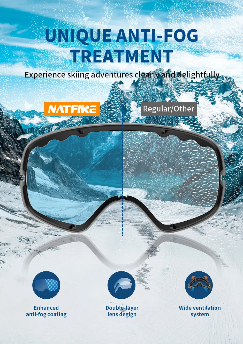 Outdoor Sports Ski Goggles UV400 Protection Ski Mask Male Female Anti-Fog Big Face Snow Glasses Snowboard Skiing Eyewear