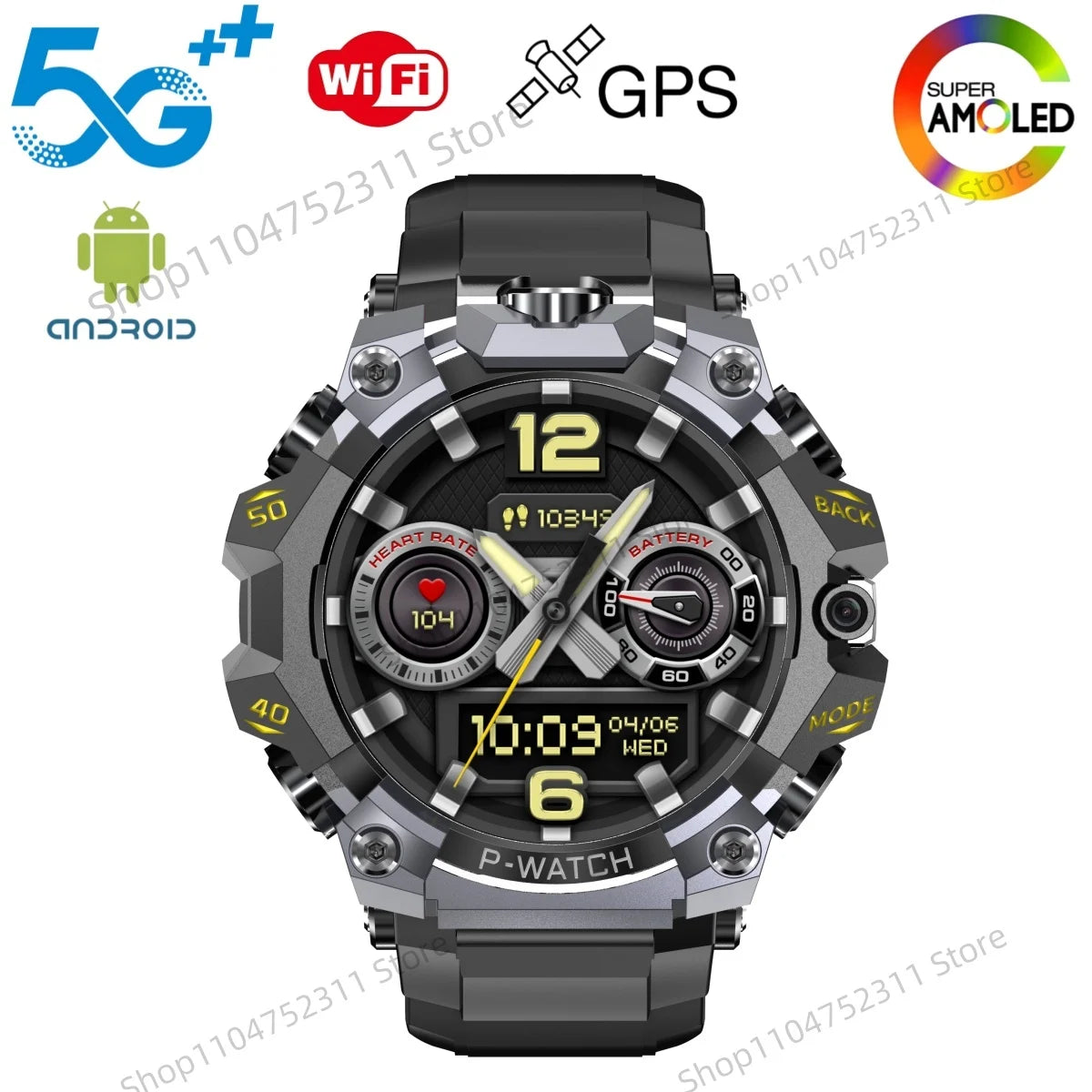 P-Watch 5g Full Netcom Smartwatch 1.508 inch Amoled HD Screen inset 4g/5g Sim Card GPS WIFI IP68 Waterproof Swimming Smart Watch