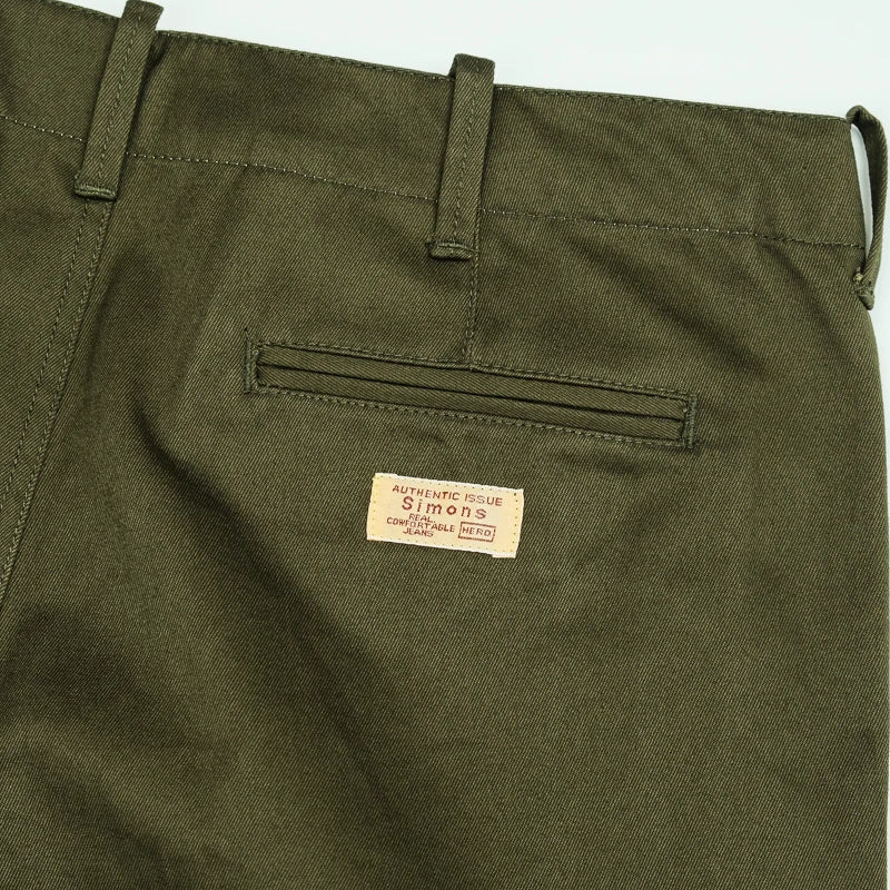 High Waist Wide Leg Khaki Pants American Retro Military Sle Chino Cuffed Double Silk Luster Straight Leg Workwear Trousers