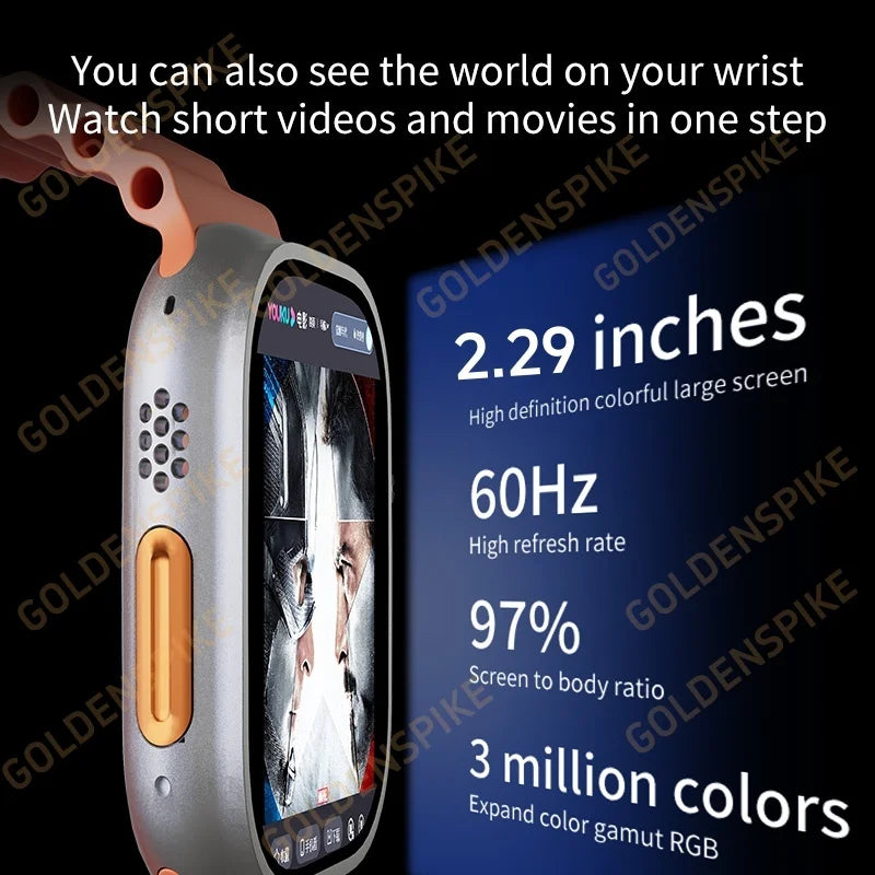 DW100 Pro Android Smartwatch Fingerprint Unlock Control Smart Watch 256GB ROM Free Download App WIFI GPS Camera 2.29inch Amoled