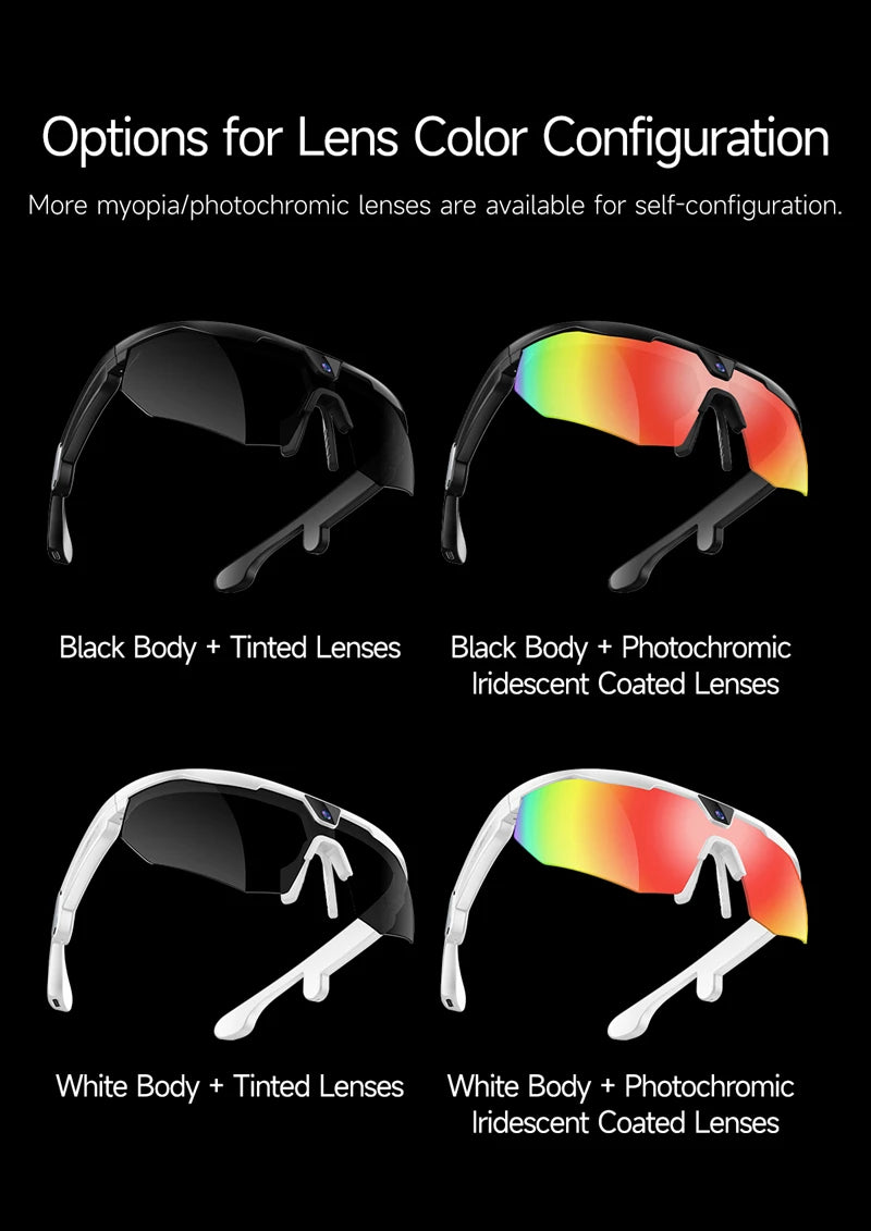 800W Pixel HD 4K Cycling Bluetooth Sports AI Smart Glasses For Photography Object Recognition Video Recording Navigation New