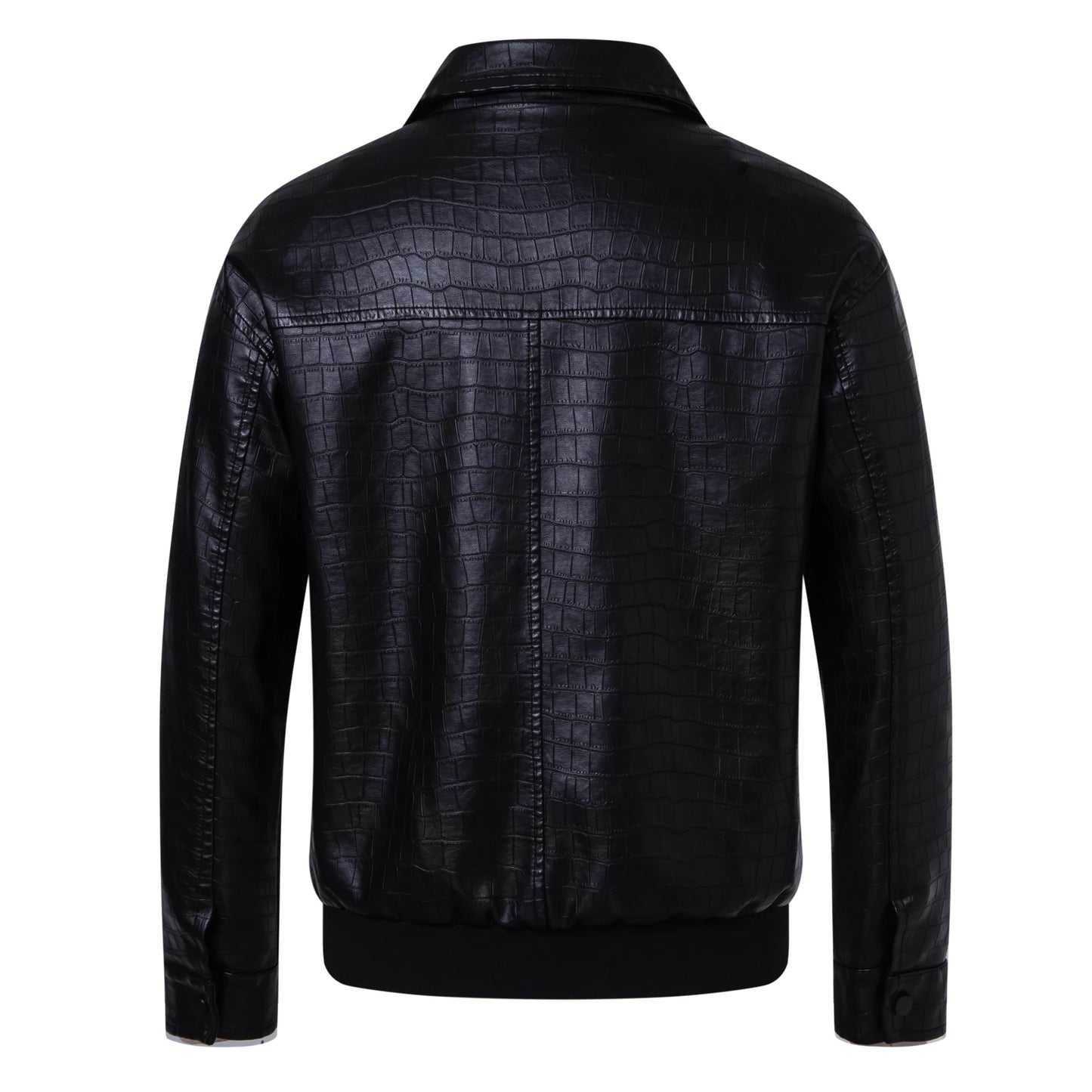 Men's faux crocodile PU leather jacket with vintage lapels
