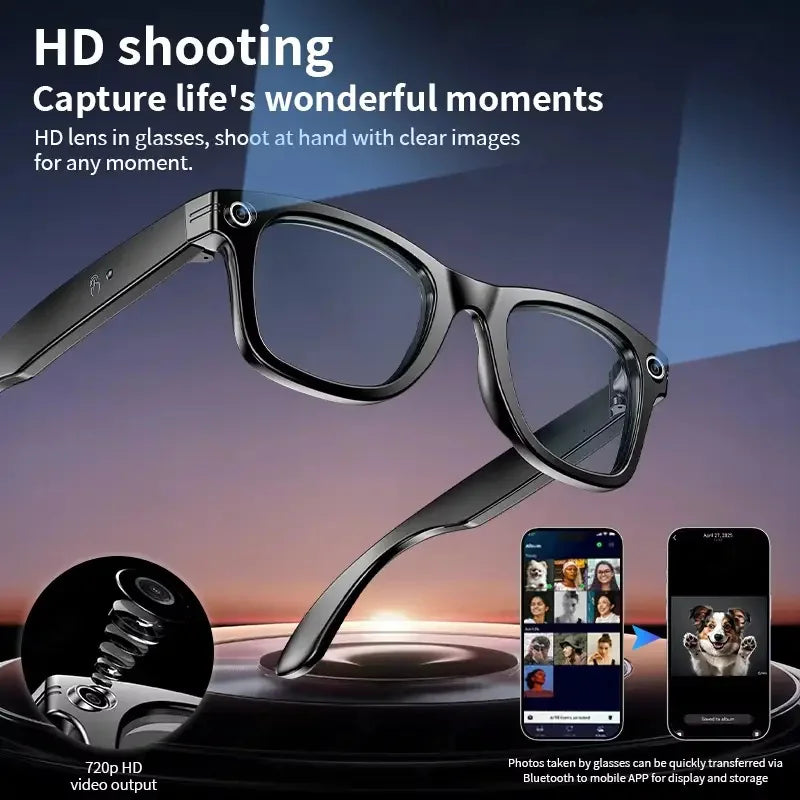 Tavyu Smart Glasses HD 8K Photochromic Lens Bluetooth Call WIFI Transmission Music Translate Video Recording Camera Glasses Men