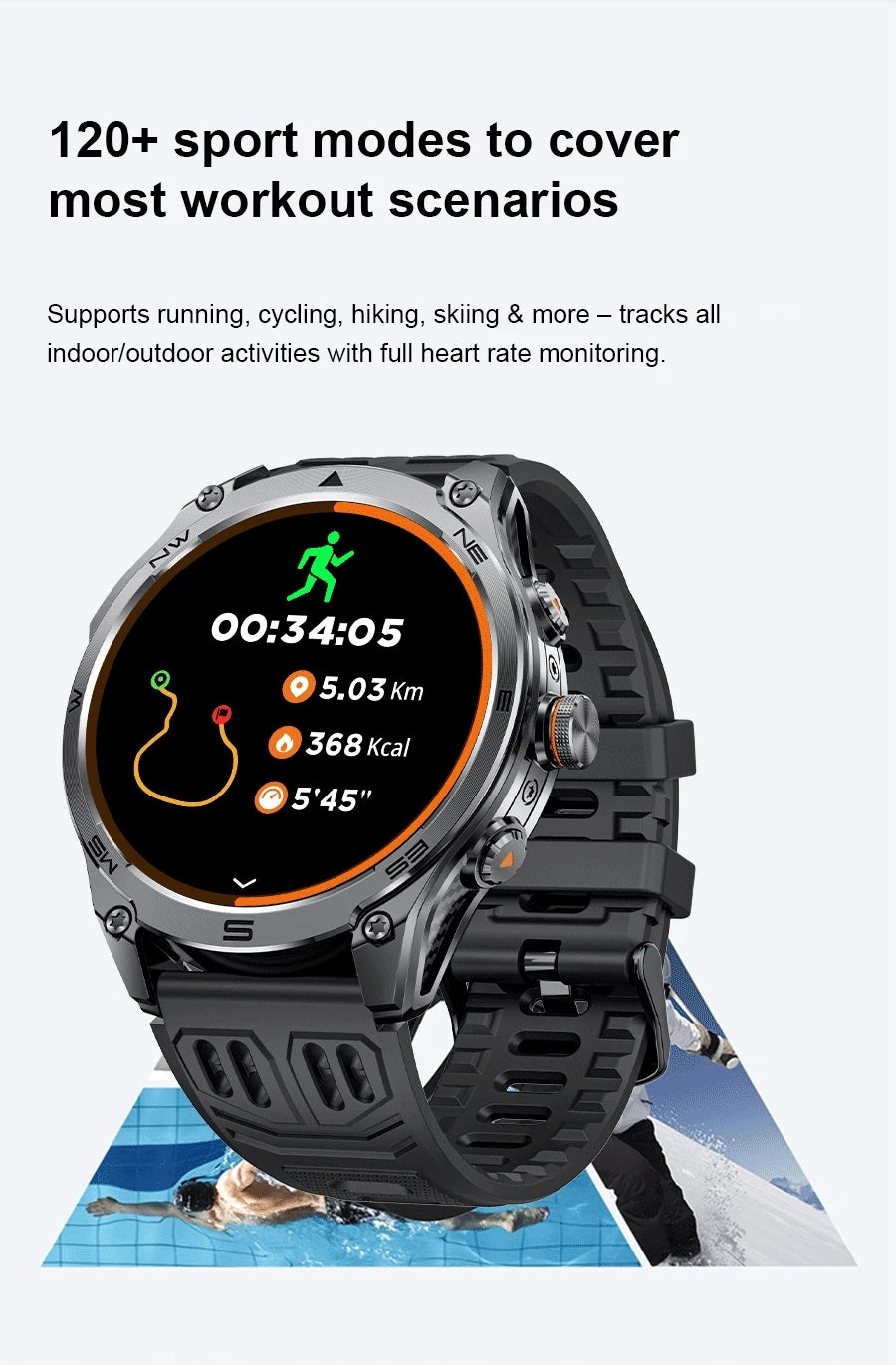 New T-Rex3 Ultra 1000mAh Battery Smart Watch Built in GPS Compass 10ATM Waterproof Sports tracker Outdoors Military Smartwatches