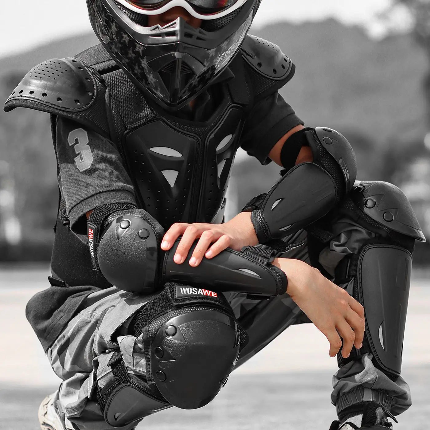 WOSAWE Children's Armor Jacket Spine Chest Protection Equipment Motocross Skateboard Moto Jacket Motorcycle Gear Moto Kids Armor