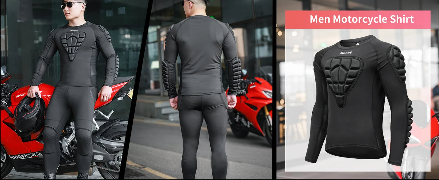 WOSAWE Motorcycle Compression Pants with CE Certified Pads Off-road Motocross Motorbike Riding Breathable Protective Trousers