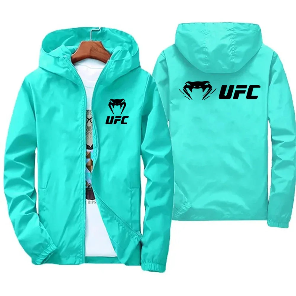 2025 UFC Fighting Logo Breathable Fashion Fitness Zipper Jacket Casual High Quality Hooded Baseball Jacket Outdoor Sports Jacket