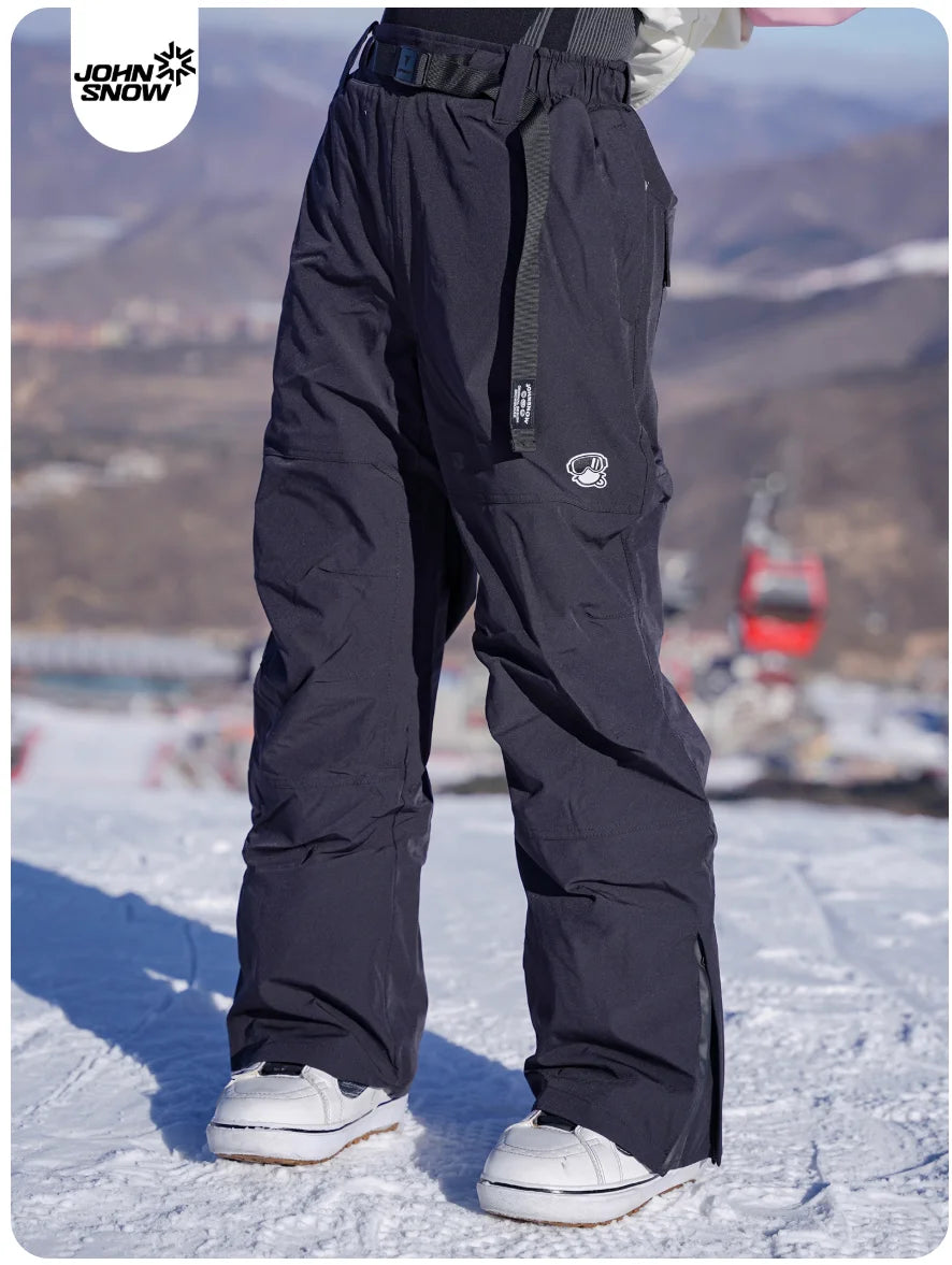 John Snow 2025 Unisex 3L Snow Pants Waterproof Windproof Insulated Cargo Wide-Leg Ski Pants for Men & Women Outdoor Snow Sports