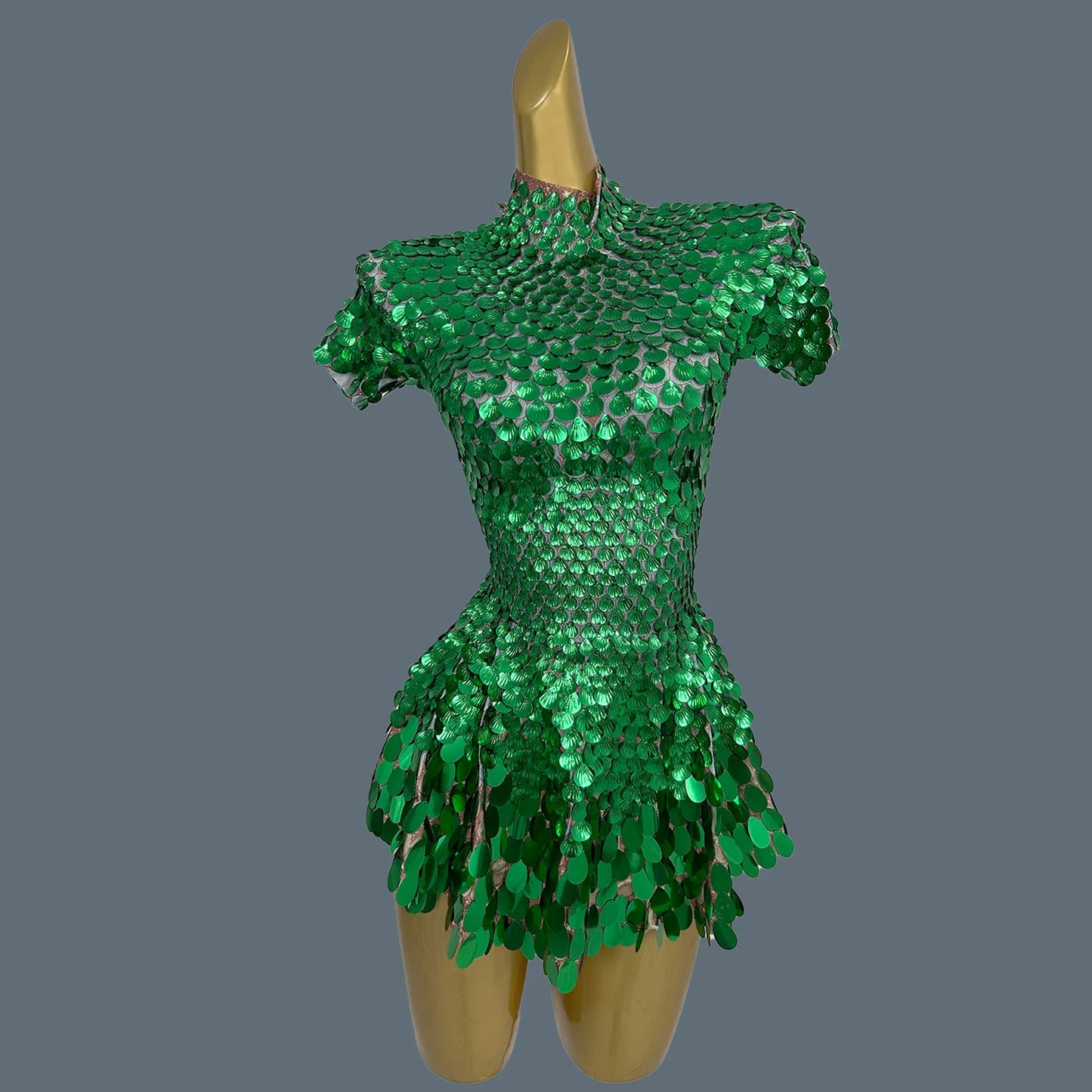 Sparkly Sequins Latin Dress Stage Wear Celebrate Birthday Prom Short Dress Nightclub Stage Performance Dance Costume Jinsique