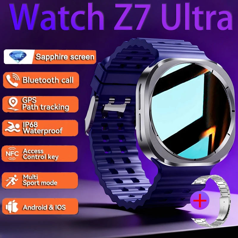 2026 New Watch 7 Ultra Smart Watch Men 3D Display Sport SmartWatch GPS NFC Compass Blood oxygen Smartwatch Women For Android IOS
