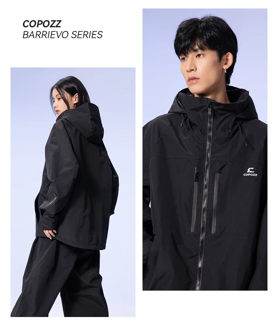 COPOZZ Thicken 3L Ski Jacket Men Women Windproof Waterproof Winter Ski Coat Ski Wear Solid Color Hooded Warm Snowboard Ski Suit