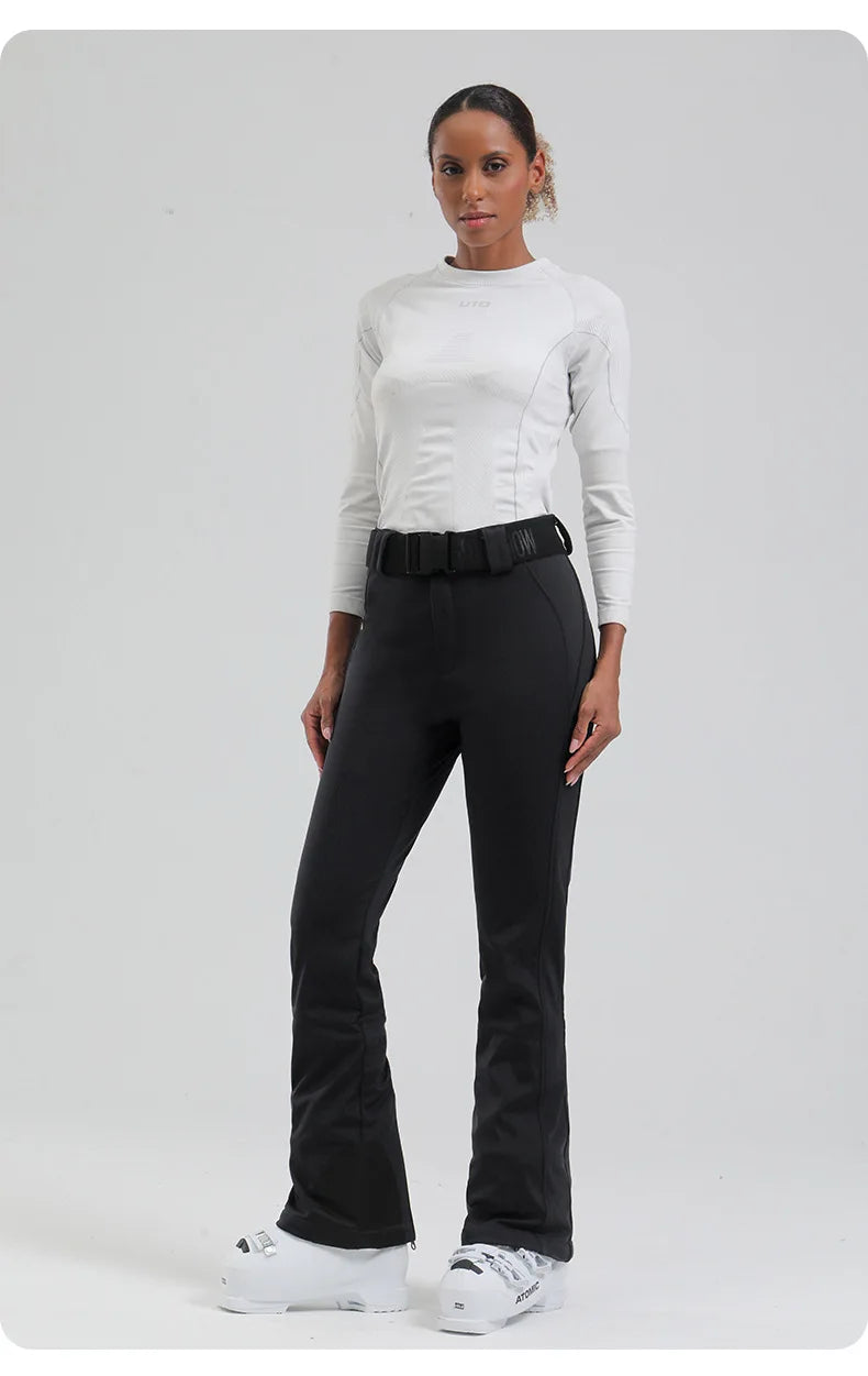Ski pants New women's double-board 스노우보드복 slimming windproof waterproof thickened warm and elastic sports snow pants