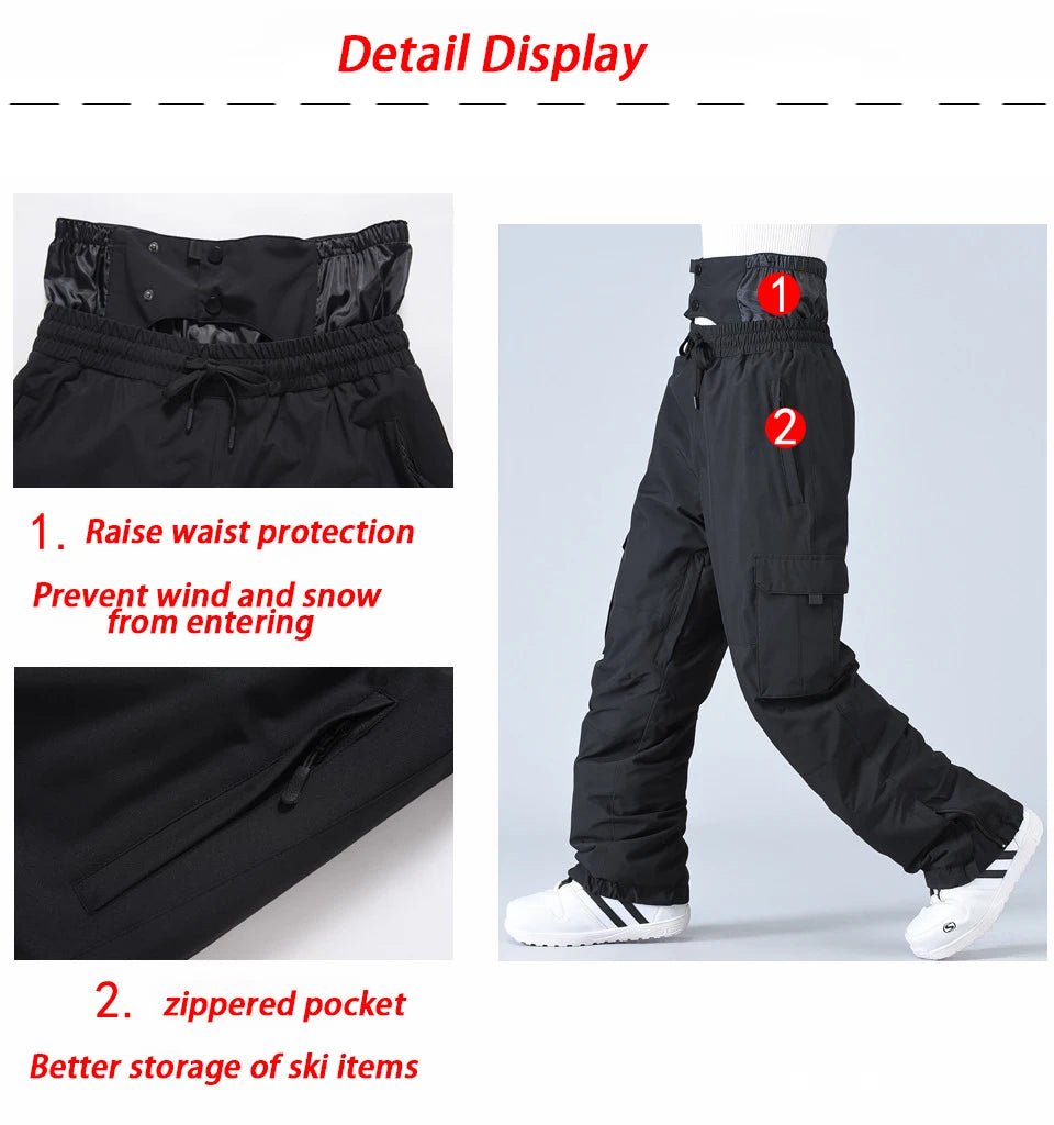 New Winter Ski Pants Men Outdoor Windproof Waterproof Warm Work Pants Women Single Board Breathable Loose Sports Snow Pants