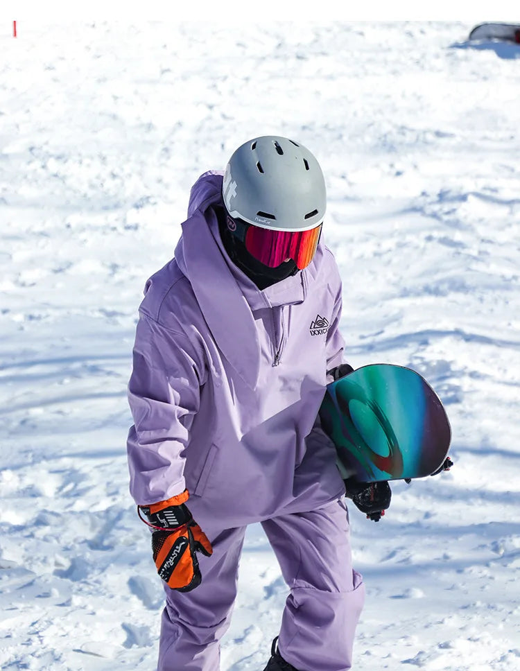 New Trendy Windproof And Warm Rabbit Ear Snow Clothes Men's And Women's Velvet Ski Clothes Set Couple Snow Clothes