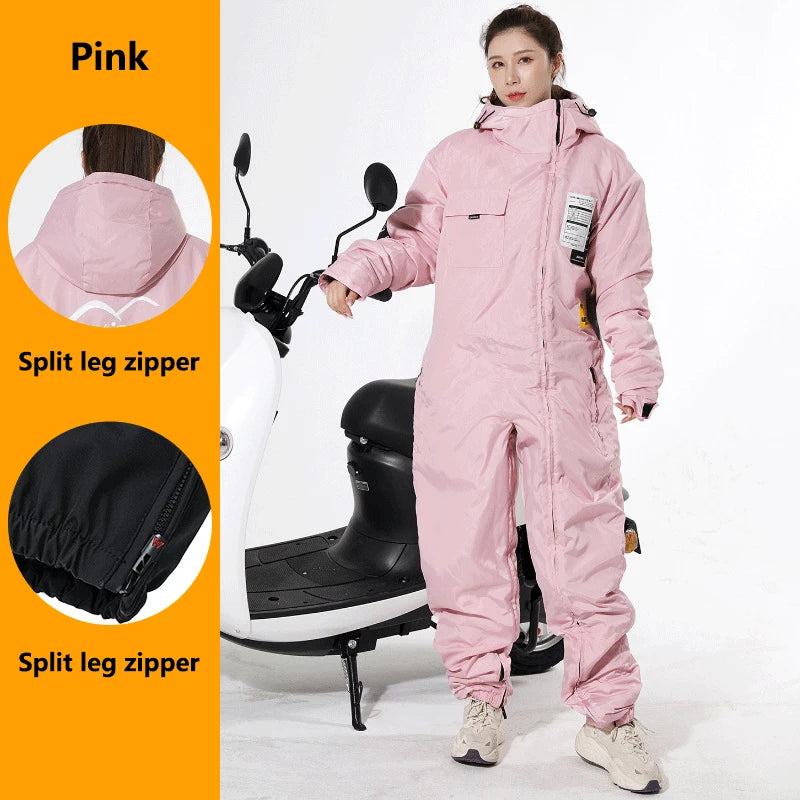 Motorcycle Riding Suit Windproof Plus Velvet Thickened Double-sided Waterproof Snowmobile Jacket Winter Warm Suit for Men Women