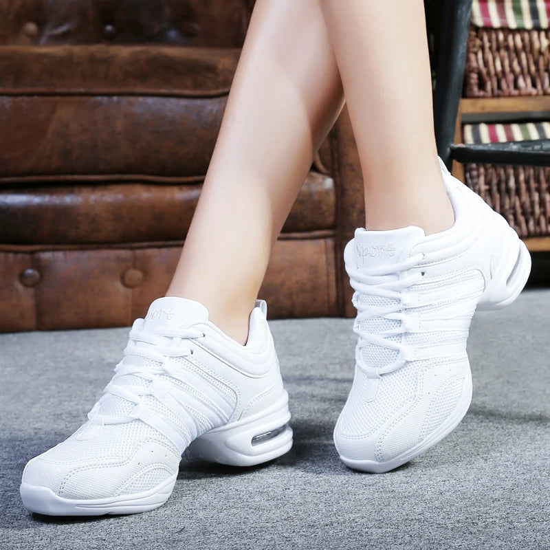 Breathable Dance Sneakers Woman Man Black Red Air Mesh Split-sole Square Dance Salsa Dancing Shoes Girls Ladies Sports Shoes
