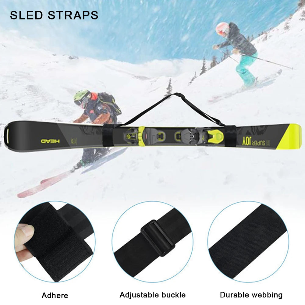 Nylon Skiing Pole Shoulder Hand Carrier Adjustable Lash Handle Straps Buck Hook Loop Protecting Black Nylon Ski Handle Strap Bag