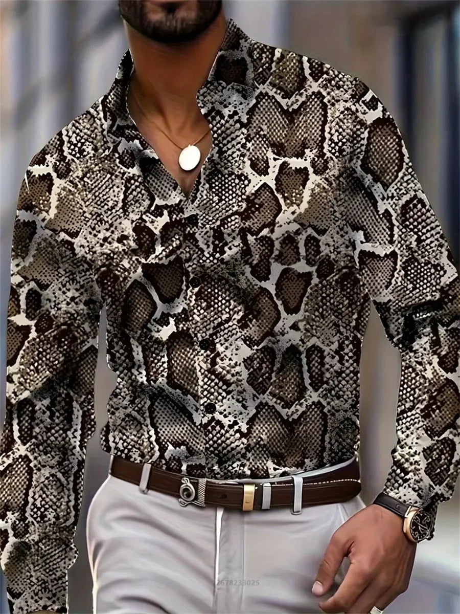 Men's shirt 3D high-definition tropical print long-sleeved shirt, Hawaiian shirt, spring and autumn casual party top XS-6XL size