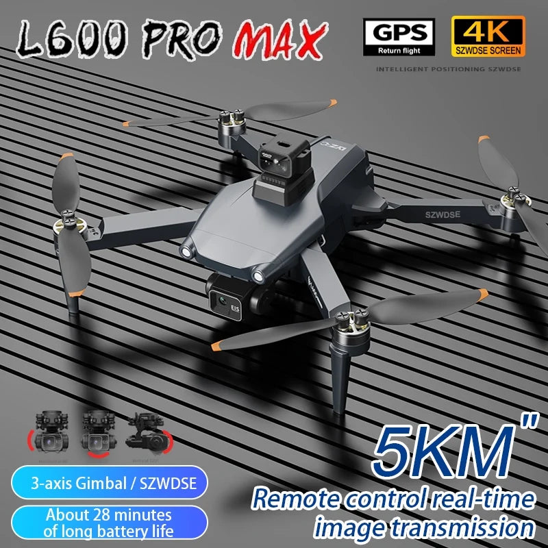 L600 PRO MAX / PRO GPS Drone Professional 4K HD Dual Camera 3-Axis PTZ Brushless Obstacle Avoidance 5G WIFI RC Quadcopter Toys
