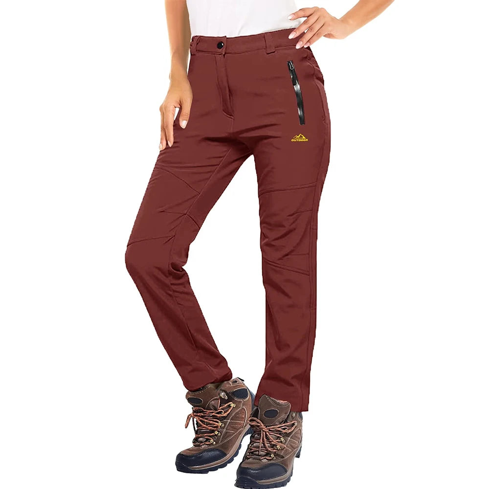 MAGCOMSEN Women's Ski Pants Winter Fleece Lined Waterproof Warm Snow Trekking Hiking Pants Outdoor Trousers Female