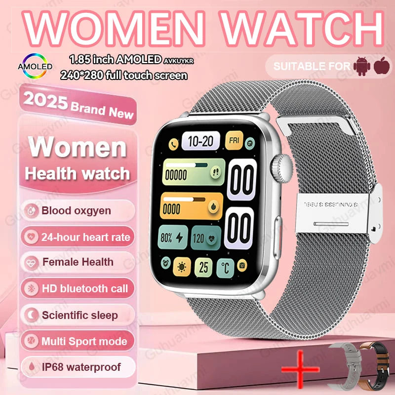 2025 New Women Men AI Smart Diagnosis Watch HRV+PPG Blood Pressure Heart Rate Health Monitor IP68 NFC Fashion Sports Smartwatchs