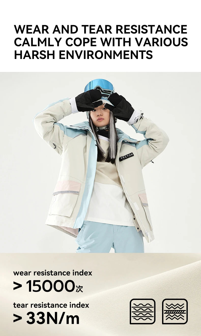 VECTOR Ski Suit Set Women Man Winter Women Jackets and Pants Warm Waterproof Women Jackets Pants Outdoor Ski Bike Camping 2023
