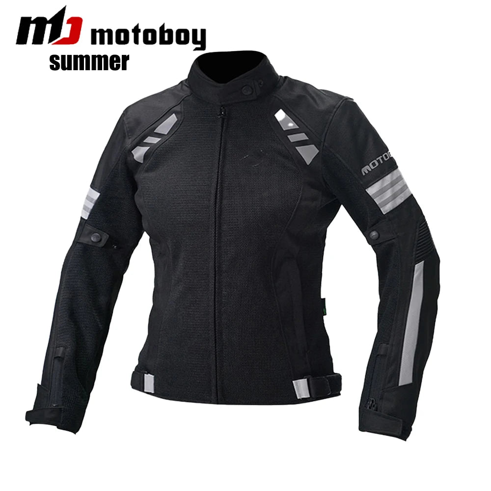 Women Motorcycle Jacket Four Seasons Breathable Lightweight Mesh Cycling Moto Jacket Protector Motocross Suit CE Protective