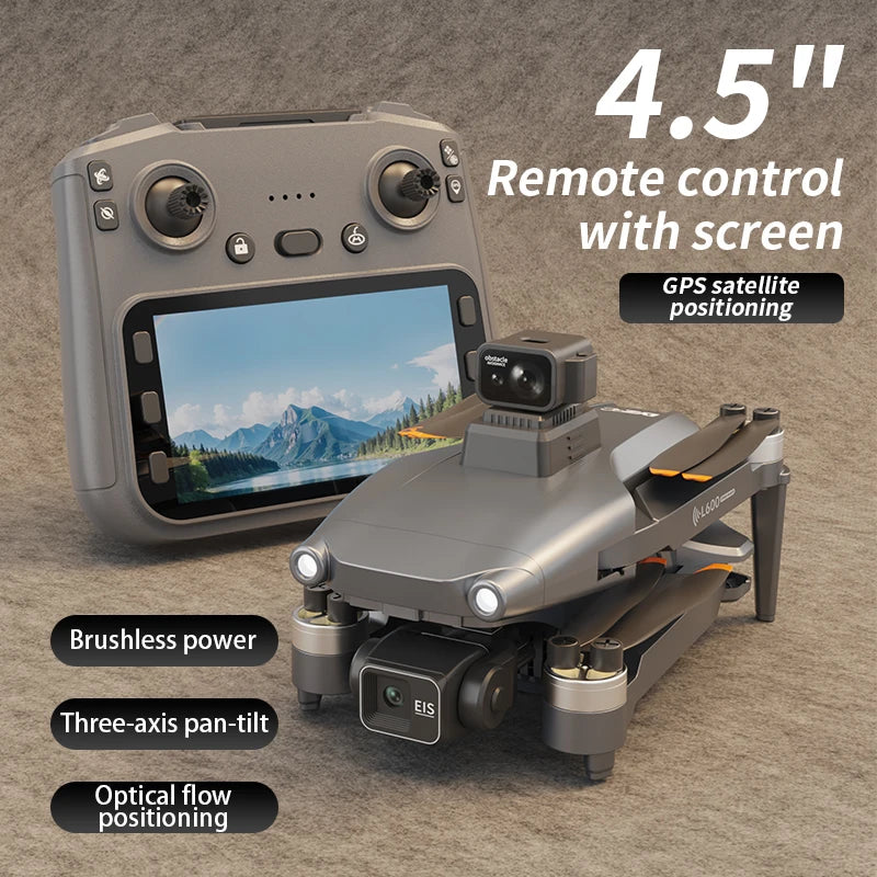 New L600 Pro Max Professional Drone With 8K Camera 3-Axis Gimbal WIFI 360° Obstacle Avoidance Large Screen FPV Brushless RC Dron