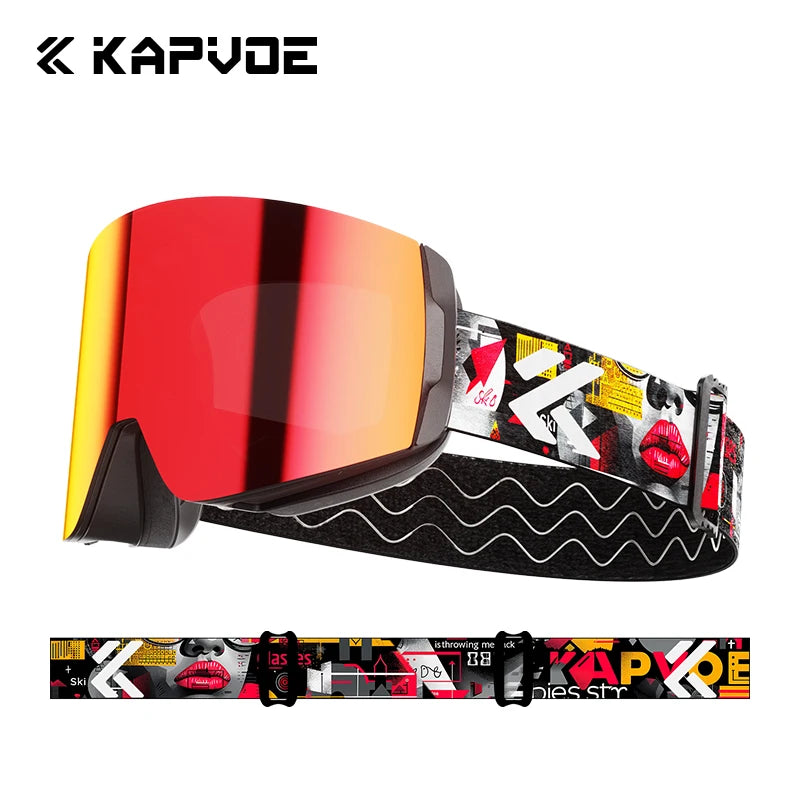 Kapvoe Photochromic Ski Goggles Magnetic Anti-Fog Lenses UV400 Protection Men Women Ski Goggles Snow Sunglasses Sports Eyewear