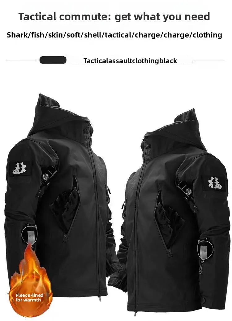 Skin Soft Shell Jacket Men's Winter Waterproof and Windproof Jacket Velvet Warm Cycling Mountaineering Ski Jacket Camouflage