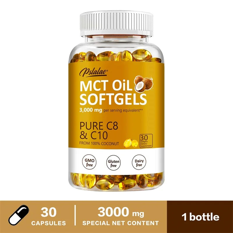 MCT Oil Softgels - Supports Energy and Mental Clarity, Fat Burning, Appetite Suppressant, Improves Digestion