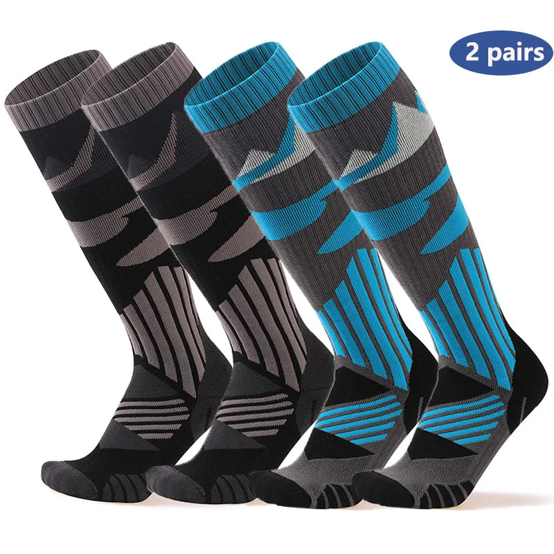 YANBIGUO 2 Pairs Thicken Ski Socks,Thermal Warm Winter Knee-High Snowboarding Skiing Sock for Hiking,Cycling,Snow,Snowboarding