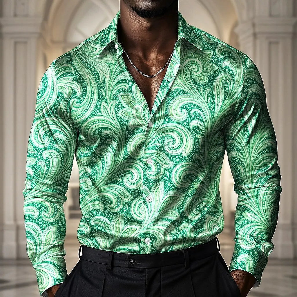 2025 Men's Paisley Ethnic Flowers Shirt Long Sleeve Vintage Retro Vacation Daily wear Turndown 3D Print Button Up Shirts