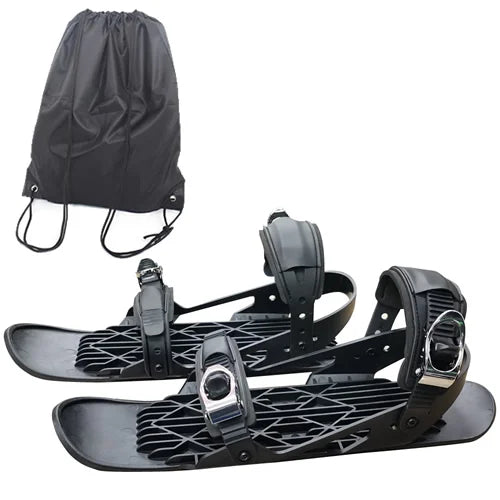 1 Pair Snow Skates for Adults, Mini Short Skiboard Snowblades with Adjustable Bindings, Portable Snow Skiing Boarding Shoes Men