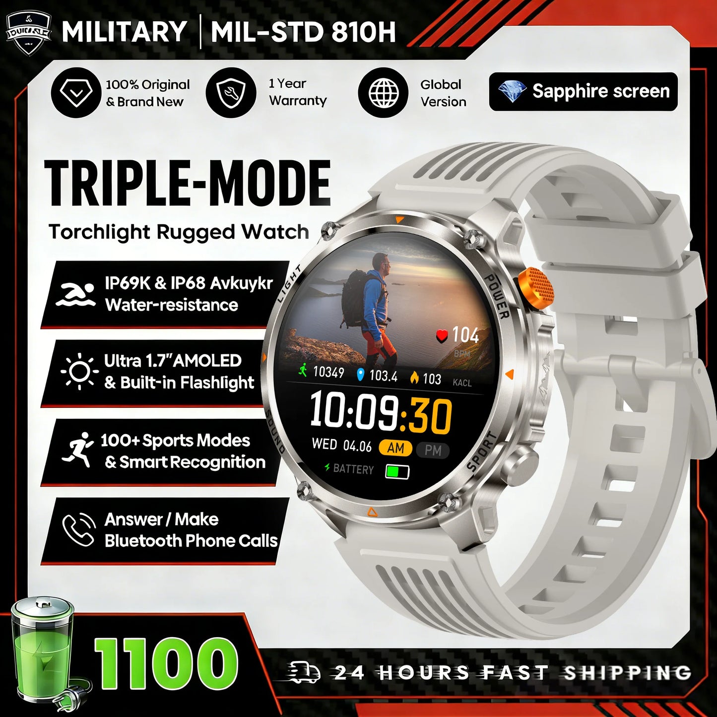 New T-Rex3 Ultra 1100mAh Battery Smart Watch GPS Track Compass IP69K Waterproof Sports tracker Outdoors Military Smartwatches