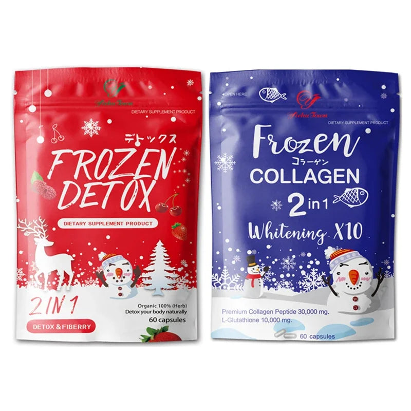 2 bags of 2-in-1 frozen collagen pills, peptide whitening and detoxification capsules, body care, slim figure and smooth skin.