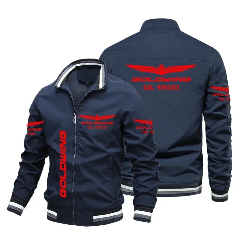 Honda Motorcycle Gold Wing GL1800 Print Jacket Biker Racing Team Custom Bomber Jacket Oversized Windbreaker Honda Men Clothing