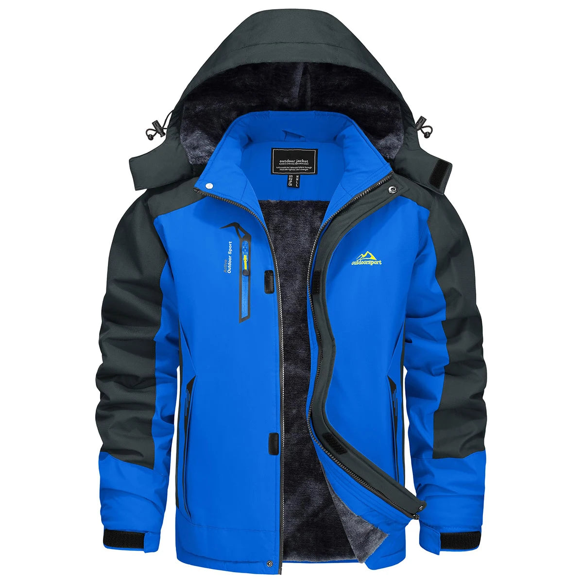 TACVASEN Men's Fleece Lined Skiing Jacket Windproof Detachable Hood Winter Thicken Warm Parkas Waterproof Outdoors Working Coat