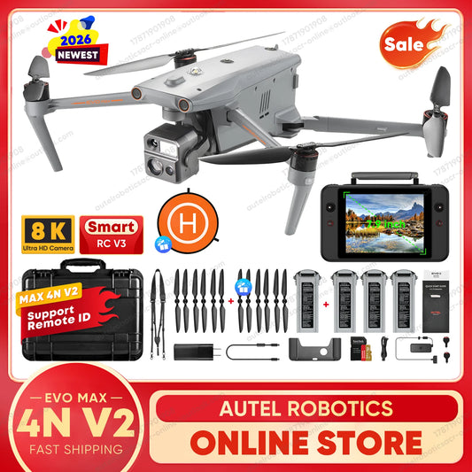 Autel Robotics EVO Max 4N V2, 4-in-1 Night Vision &Thermal Imaging Drone with 8K Professional GPS 25KM,Long Transmission Range