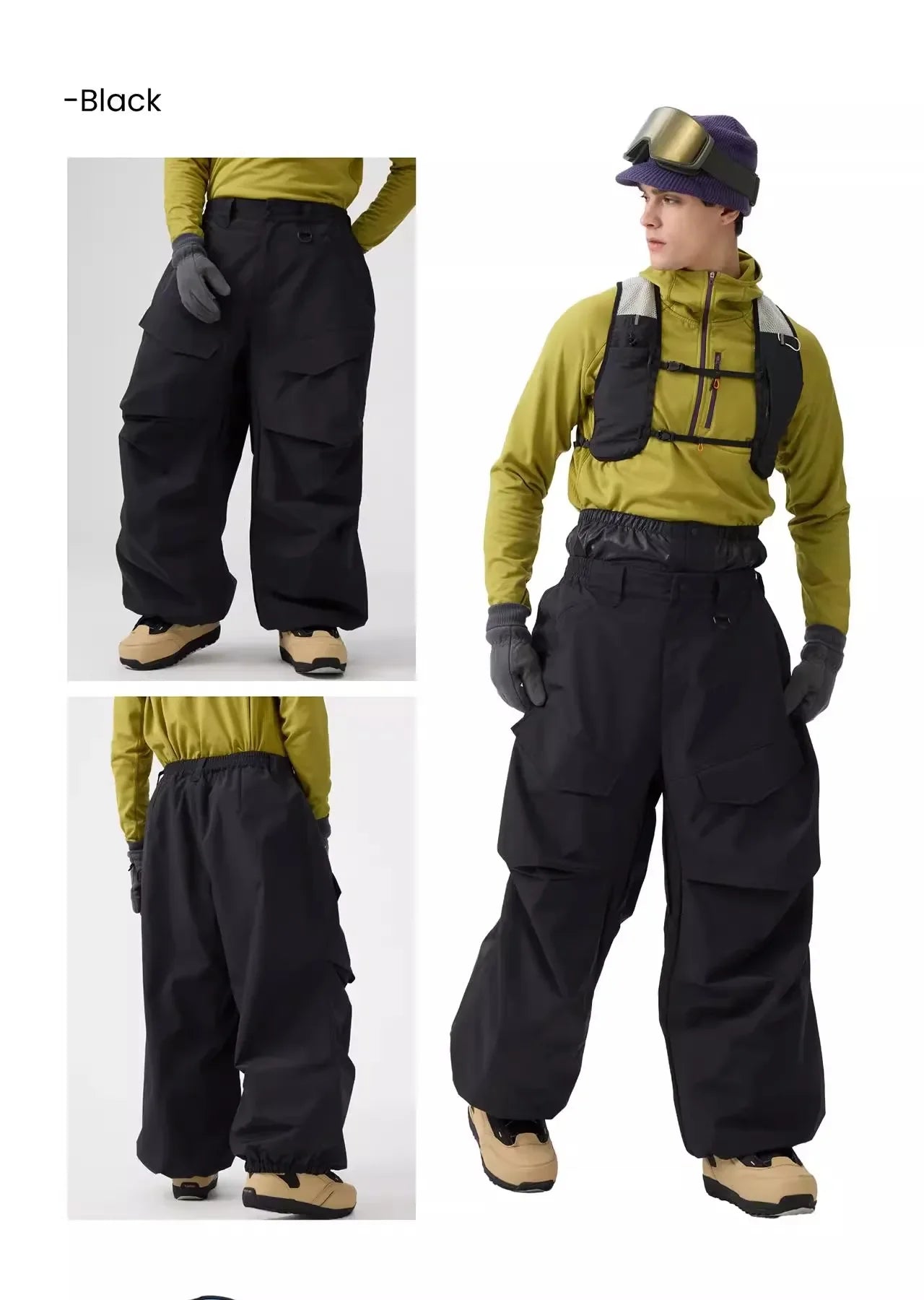 Men Baggy Wear-resistant Skiing Pants Women Insulated Loose Pockets Winter Trousers Outdoor Sports Waterproof Clothes 2025 Warm