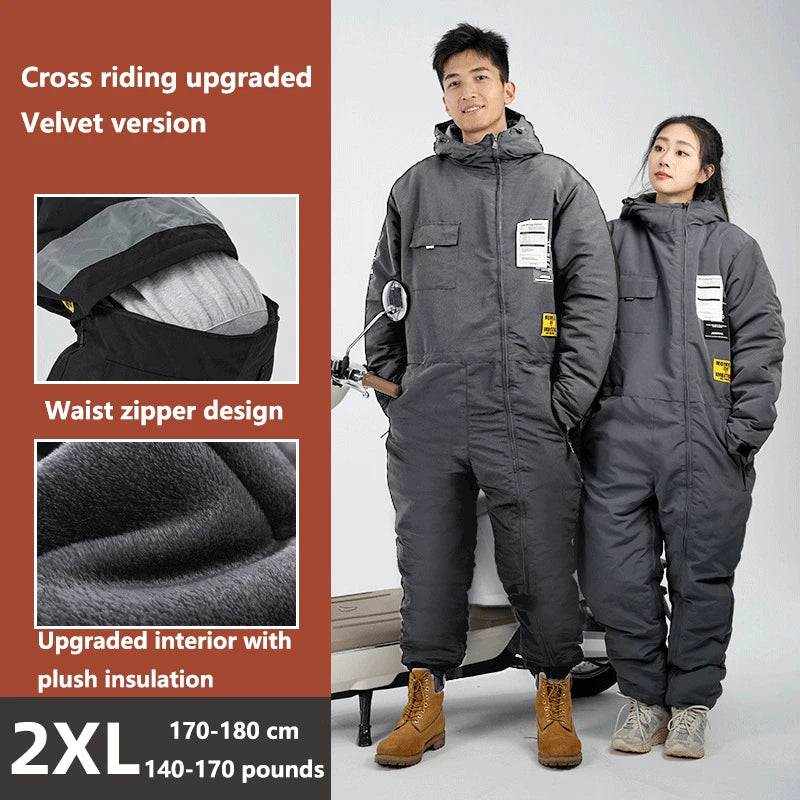 Motorcycle Riding Suit Windproof Plus Velvet Thickened Double-sided Waterproof Snowmobile Jacket Winter Warm Suit for Men Women