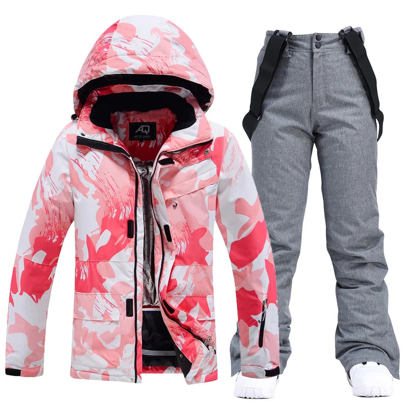 Ski Suit Women Winter Warm Waterproof Outdoor Sports Snow Jackets and Pants Hot Ski Equipment Snowboard Down Jacket Female Brand