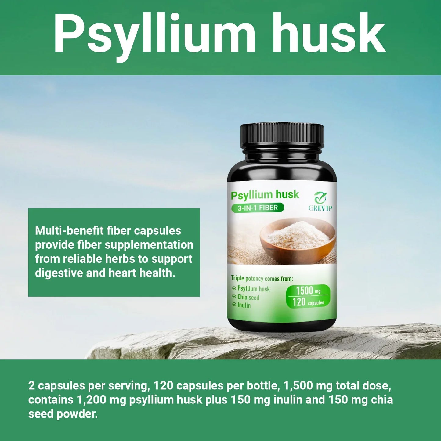 Psyllium Husk - Gut and Colon Cleanse Detox, Improve Metabolism, Relieves Gas, Bloating and Constipation