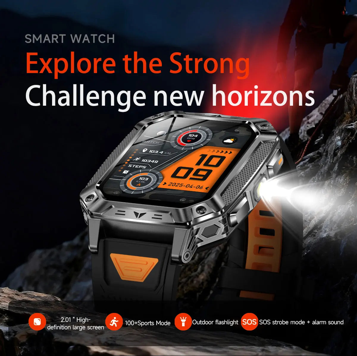 2026 HOT New 1400mAh Large Battery Smart Watch Military Quality 10ATM Waterproof Tactics 100+Sport Bluetooth call SmartWatch Men