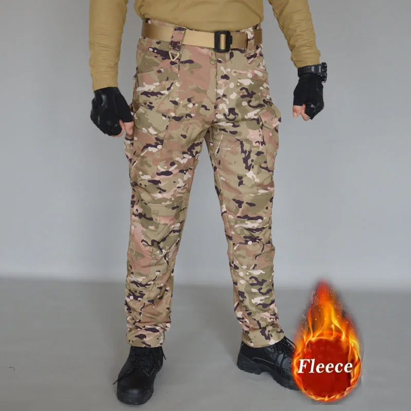 2024 Men Winter Waterproof Climbing SkiingTrekking Fleece Fishing Tactical Sharkskin Cargo Pants Jackets Camping Hiking Trousers