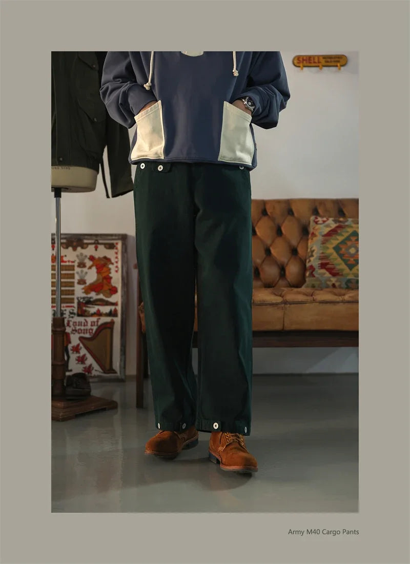 Second Order Army M40 Cargo Pants German Style Vintage Inspired Chino Trousers