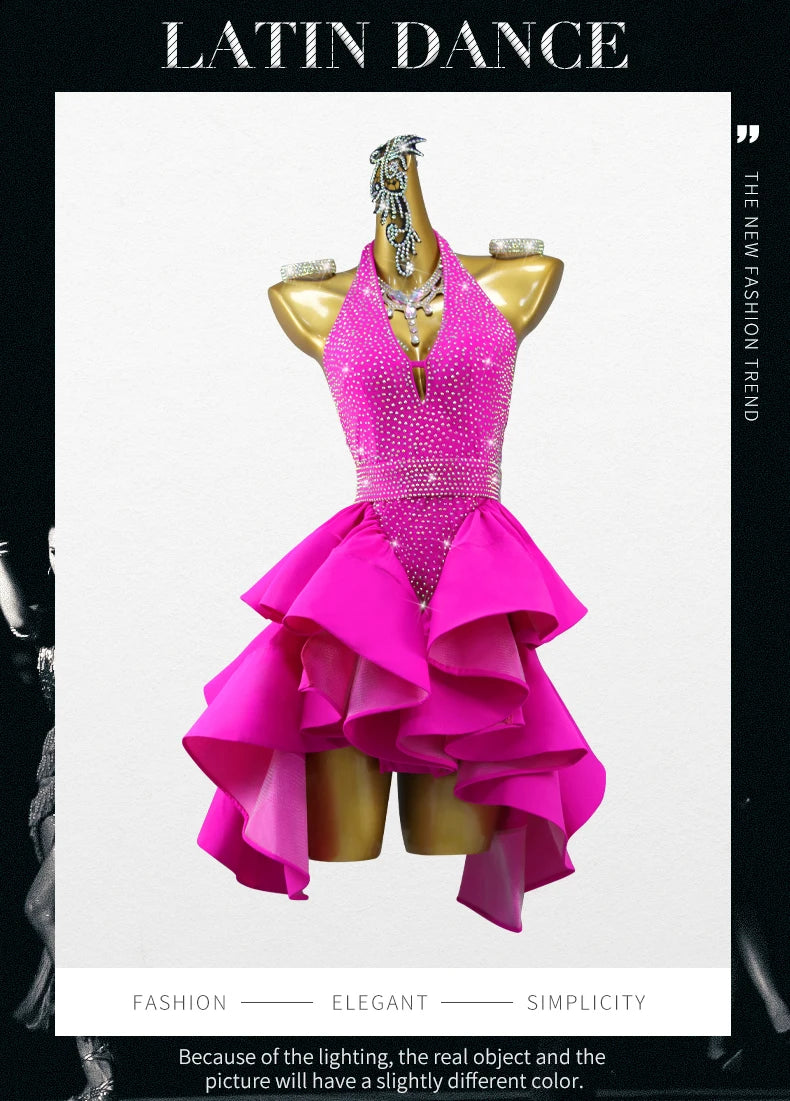 Latin Dance Competition Dresses Dancewear Skirt Womens Top Suit Female Urban Ballroom Girls Sexy New Costume Sport Party Clothes